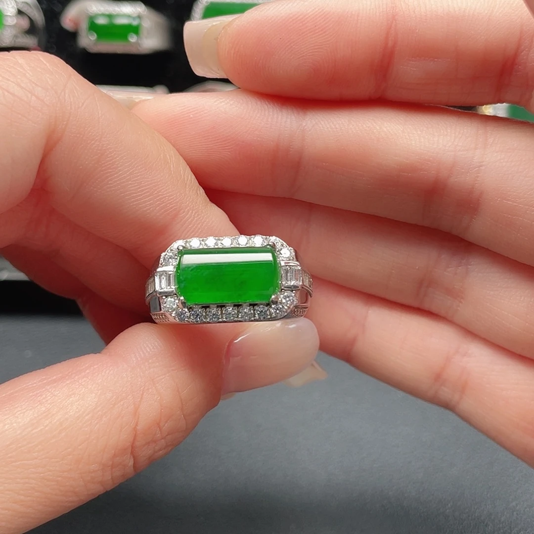 翡翠银S925镶嵌戒指没有运费险3963