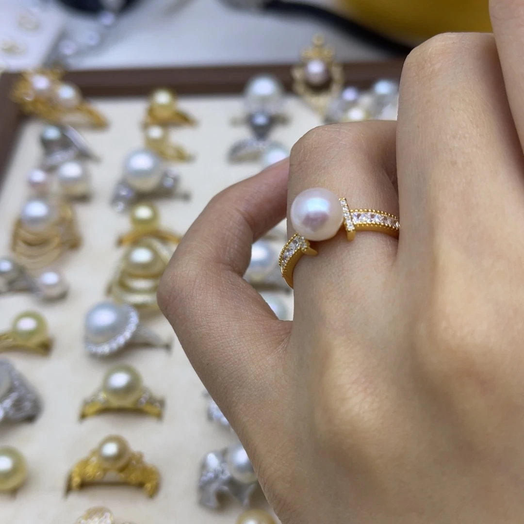 海水珍珠戒指银S925镶嵌