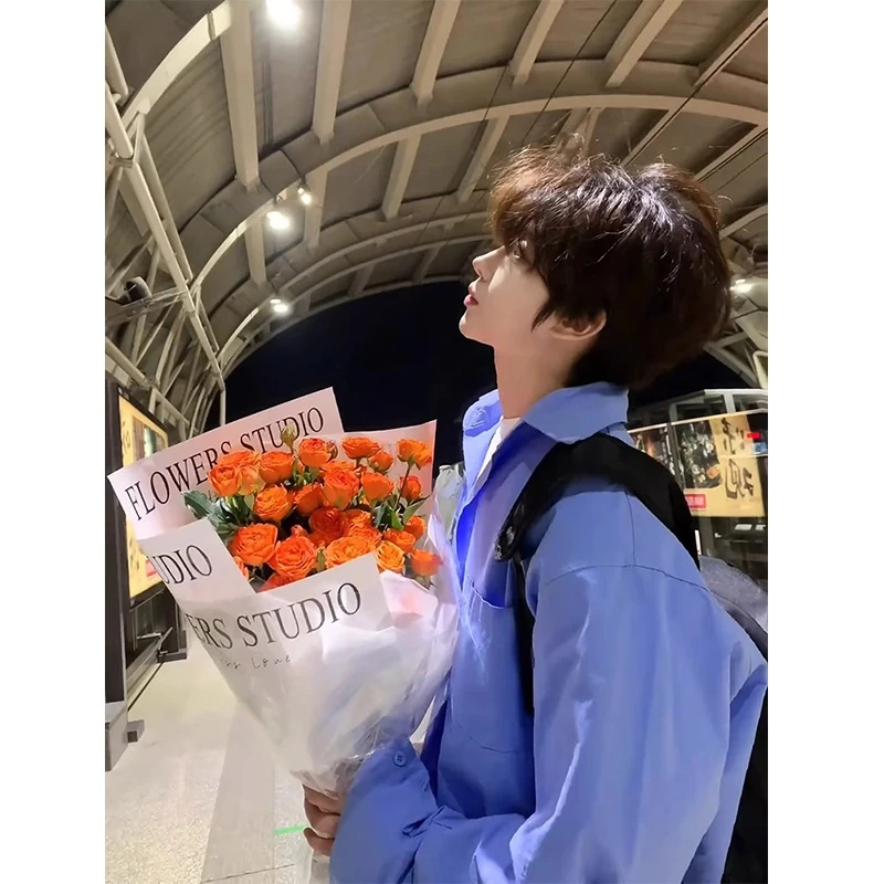 天蓝色长袖衬衫男浅春系穿搭少年感衬衣内搭叠穿外套学院风dk制服