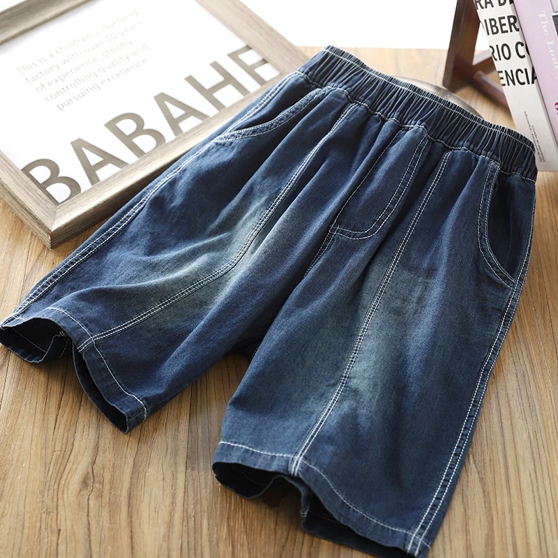 男童牛仔短裤2025新款夏装儿童纯棉薄款五分裤中大童水洗磨白中裤