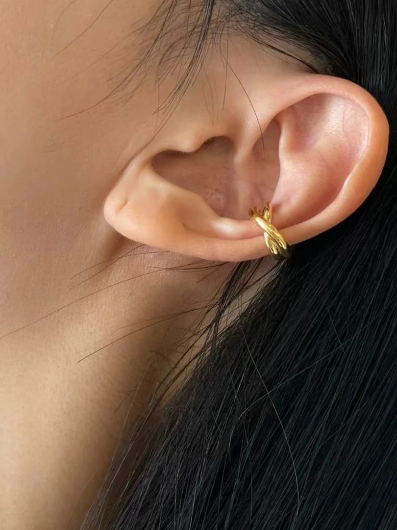 铜合金耳饰 5893 奶透明蝴蝶结耳钉 咖金色