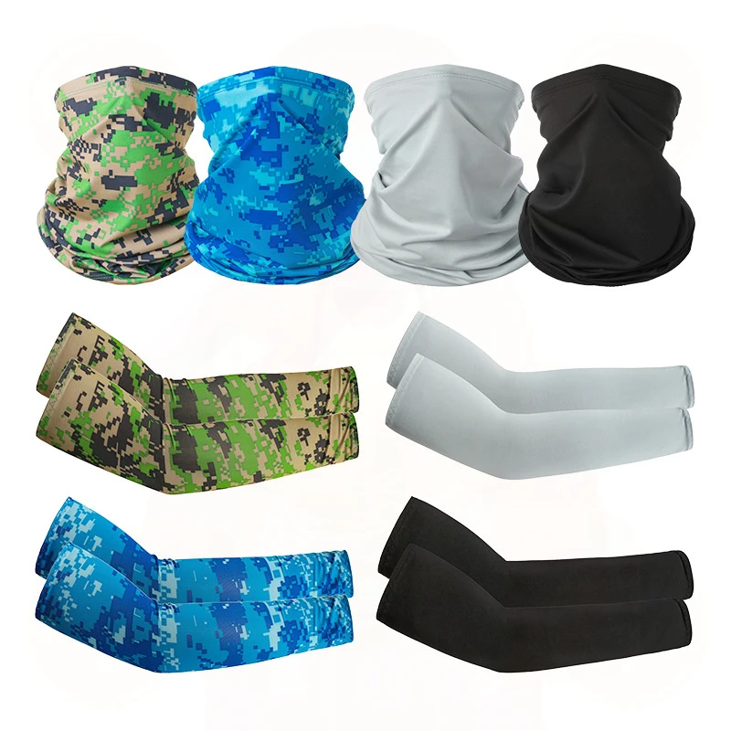 新款冰丝防晒袖套魔术头巾套装夏季防晒骑行运动户外装备组合现货