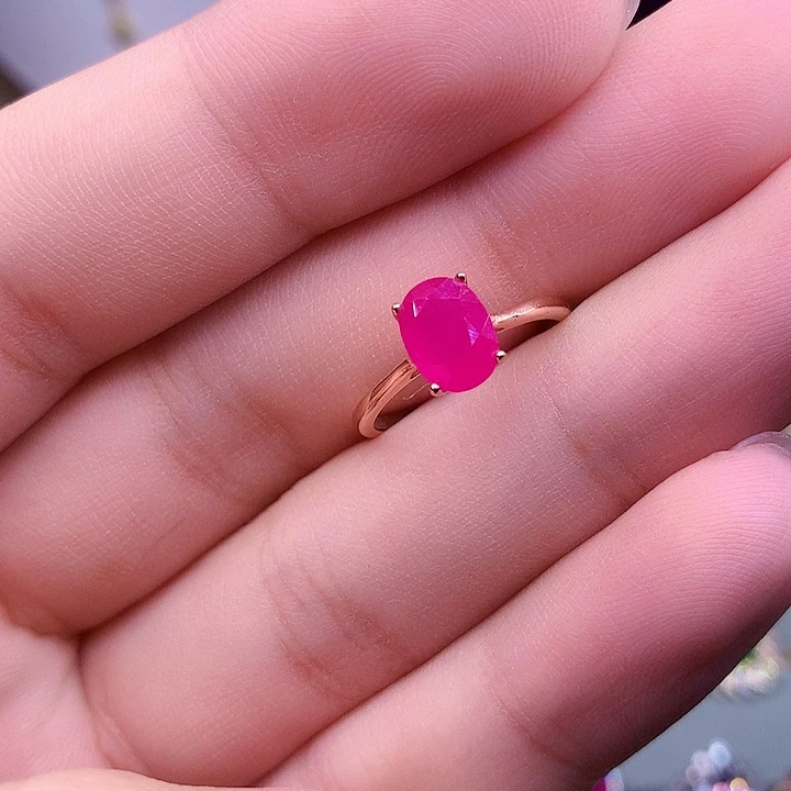 银S925镶嵌戒指红宝石