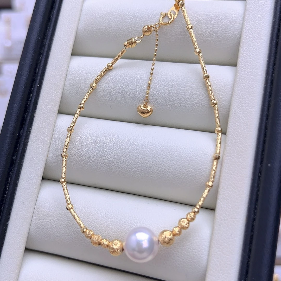 海水珍珠手链18K金镶嵌