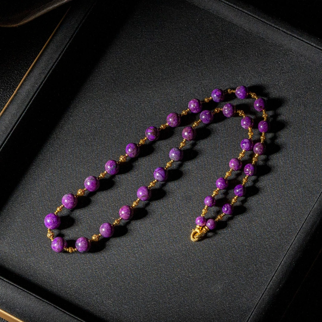 世间臻宝-一步到位|18K金艳紫舒俱来49cm项链/多样性发/P10436