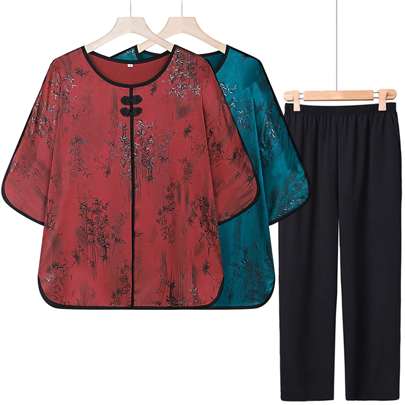 妈妈装夏装新款休闲t恤中老年人女装奶奶夏季宽松上衣老太太衣服