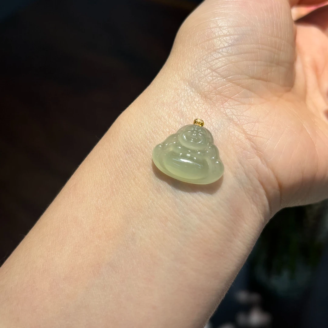 和田玉 晴水佛公 1366 18k金扣头