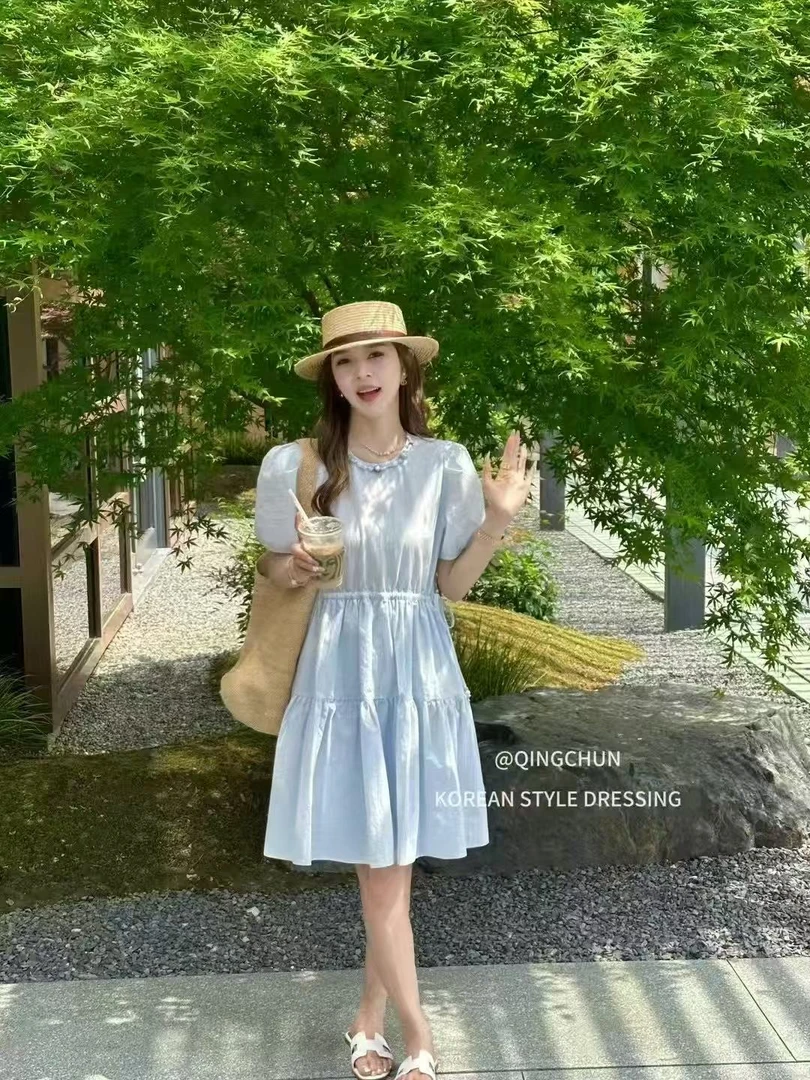 萱萱家夏季连衣裙显瘦气质时尚小众甜美收腰长裙