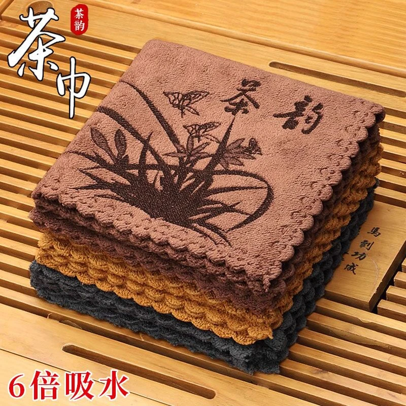加厚茶巾布茶巾茶垫功夫养壶巾吸水茶水巾不掉毛茶台毛巾专用抹布