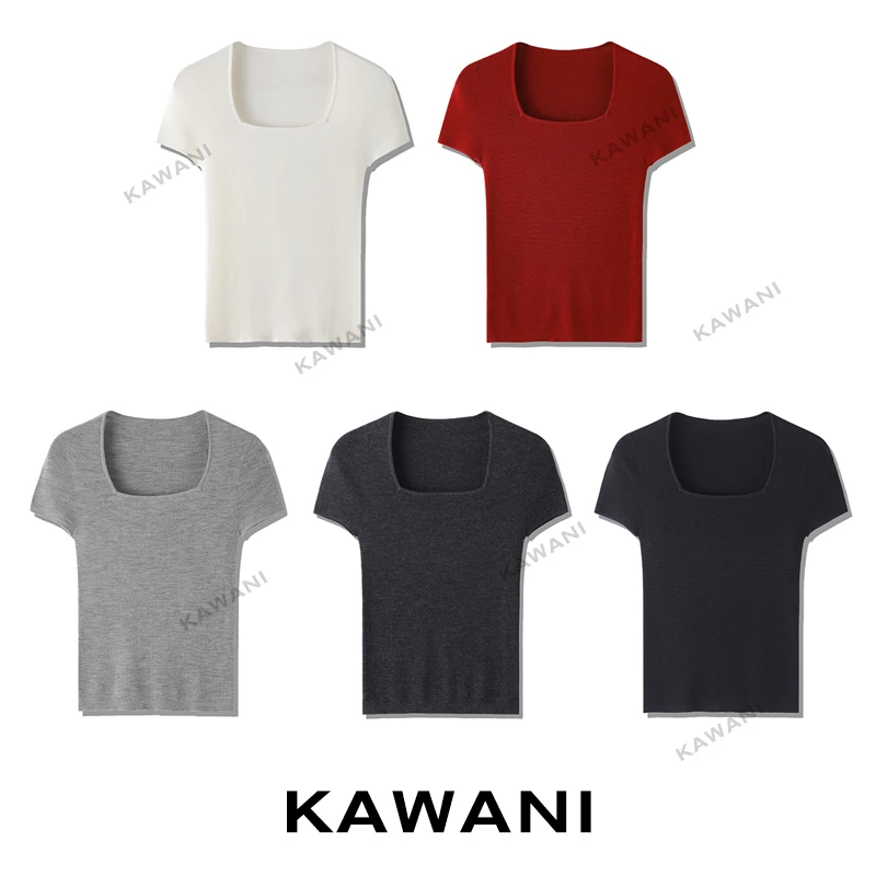 【KAWANI】120S德国Biella100羊毛岛精扬子纱短袖夏季U领羊毛打底衫