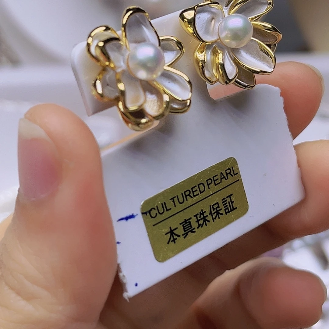 淡水珍珠吊坠或者耳钉银S925镶嵌