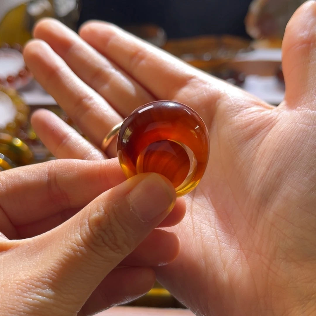 琥珀未镶嵌戒指缅甸琥珀红蜜戒圈