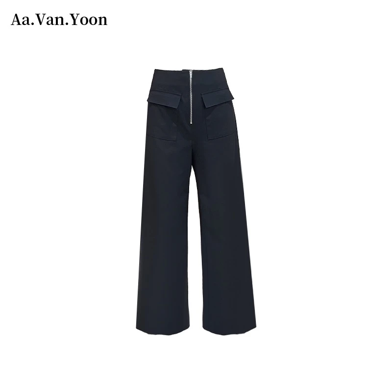 【YOON专属】設計感拉鏈口袋直筒闊腿褲 【WT23-G23017】