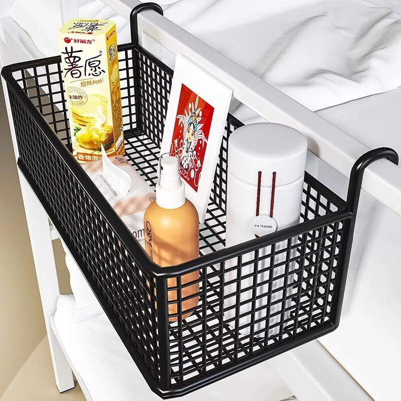 碳钢宿舍墙上置物架学生寝室收纳架子免打孔上铺收纳筐床头上床边