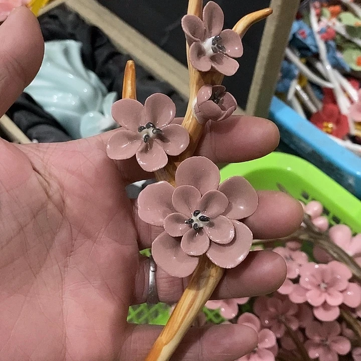 瓷片纯手工陶瓷花摆件瑕