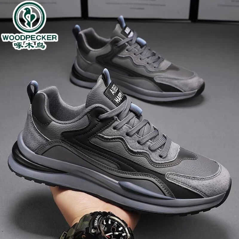 【正品】啄木鸟百搭休闲男运动鞋2025春秋季新款时尚阿甘鞋增高潮流