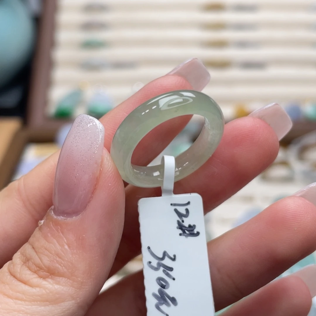 翡翠未镶嵌戒圈a05港圈12柠檬绿飘花