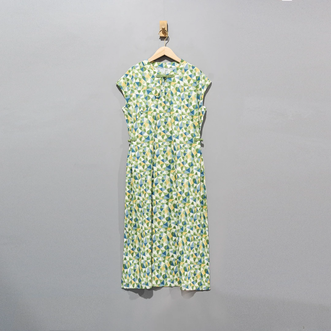 【且听风吟】0314434文艺棉新中式立领盘扣百搭旗袍 衣长117胸围118