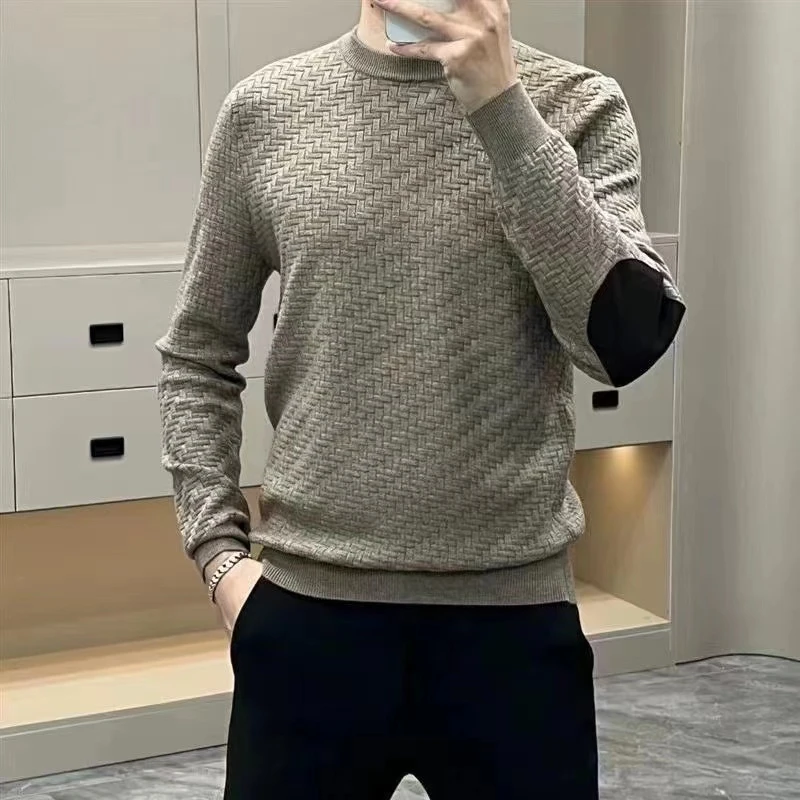 【专柜品质】男士百搭秋冬休闲时尚长袖圆领套头亲肤毛衣针织衫打底