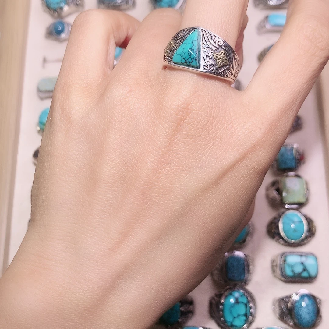 绿松石银S925镶嵌挂件