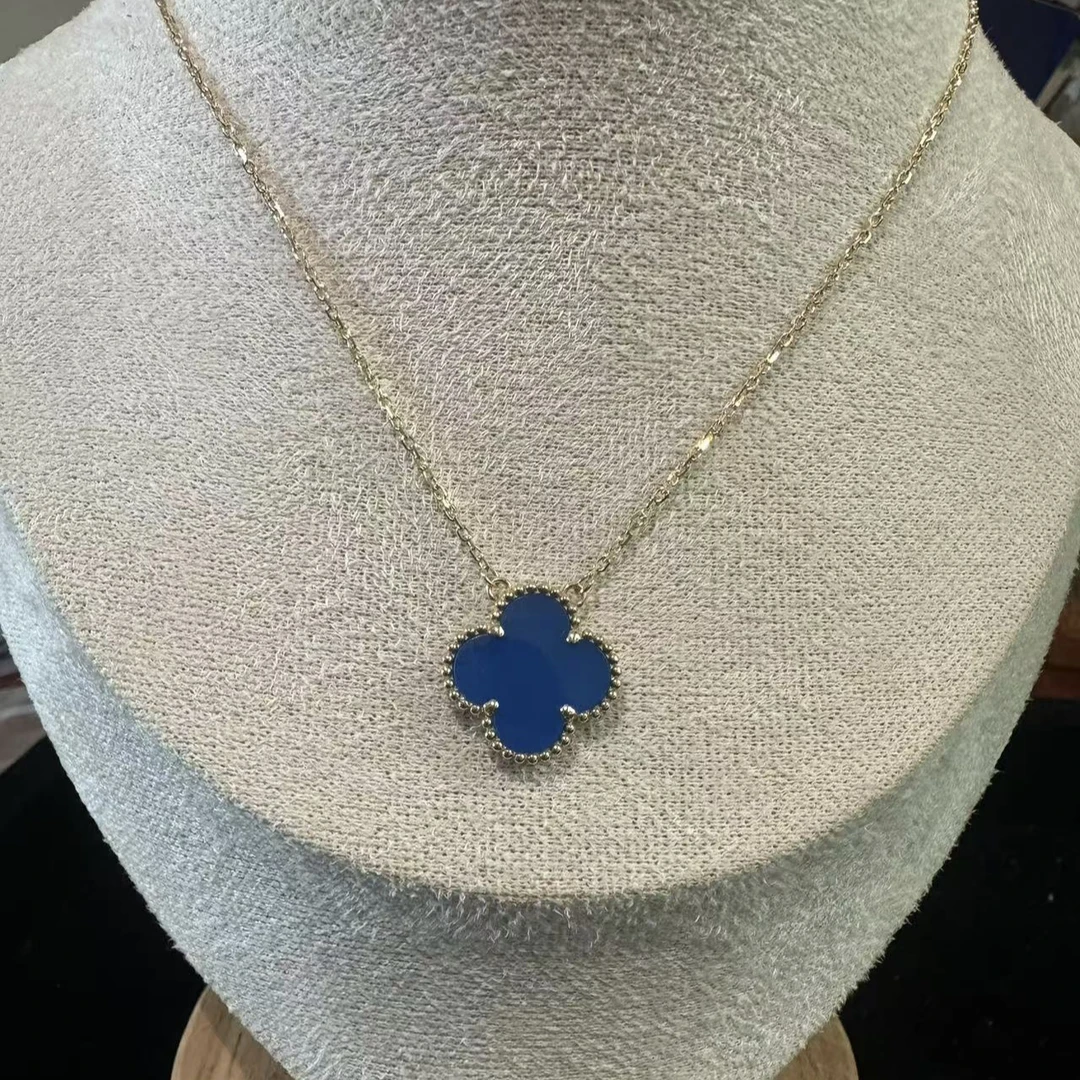 18k金蓝玛瑙15mm套链  浅金色