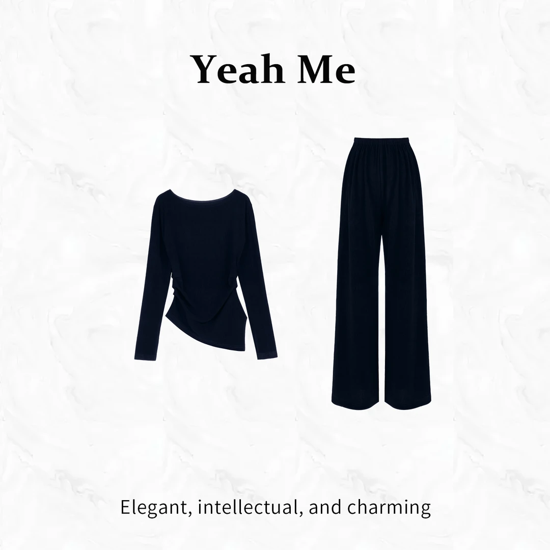 Yeah Me/也觅【米兰之舞】秋季新品显瘦长裤套装极简风百搭时尚女装