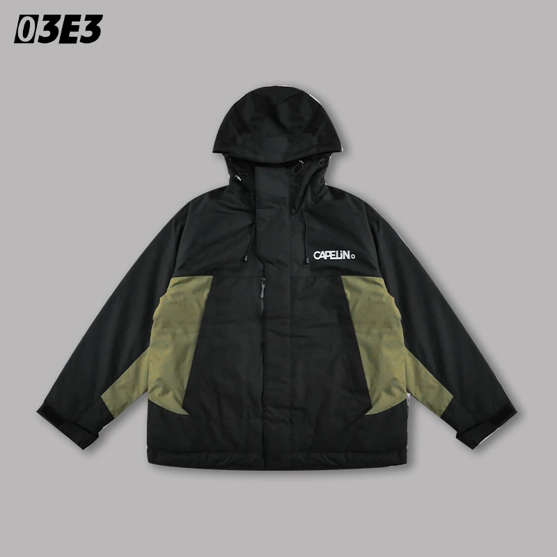 【03E3定制】青少年羽绒服两件套休闲连帽宽松拼接外套
