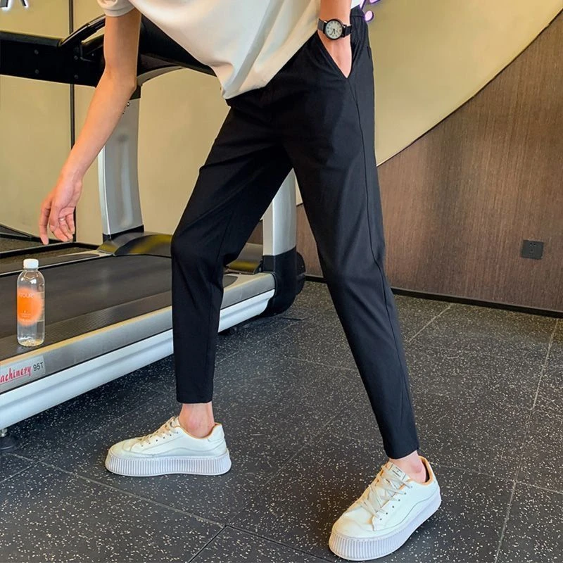 秋夏季款裤潮流休闲裤卫裤九分裤休闲裤百搭修身男士运动直筒薄款