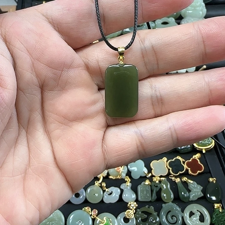 和田玉吊坠(不含链)银S925镶嵌