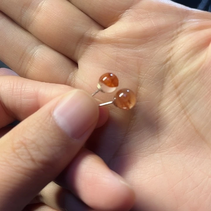 水晶耳饰未镶嵌天然红椒花水晶