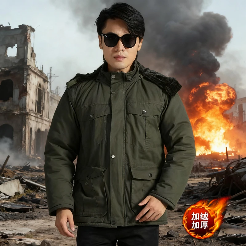 冬季加绒加厚男士防寒保暖工作棉服宽松棉袄工作服男工厂车间冷库