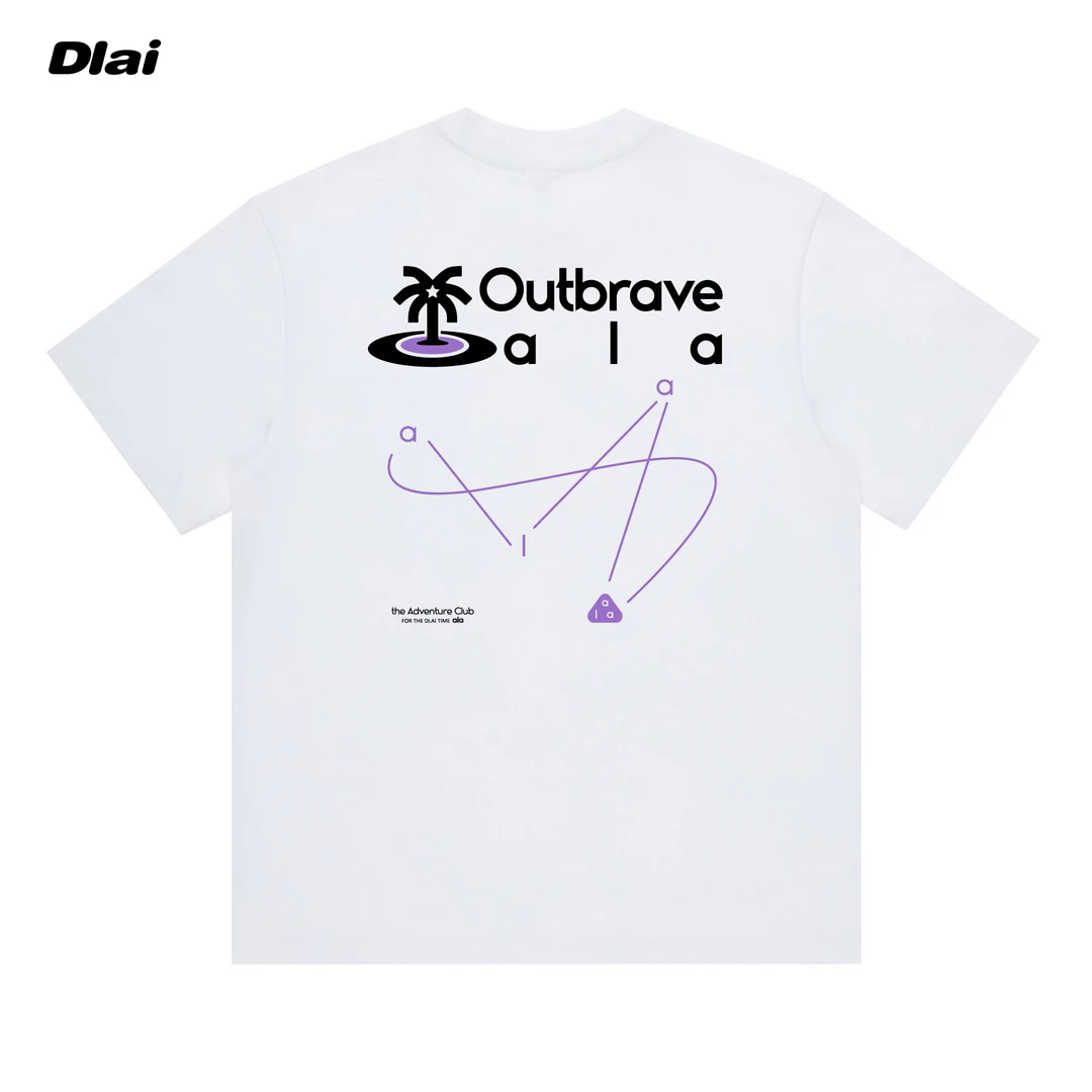 DLAI（定位椰树 AB面）国潮重磅纯棉男女同款t恤美式短袖25新款胶浆