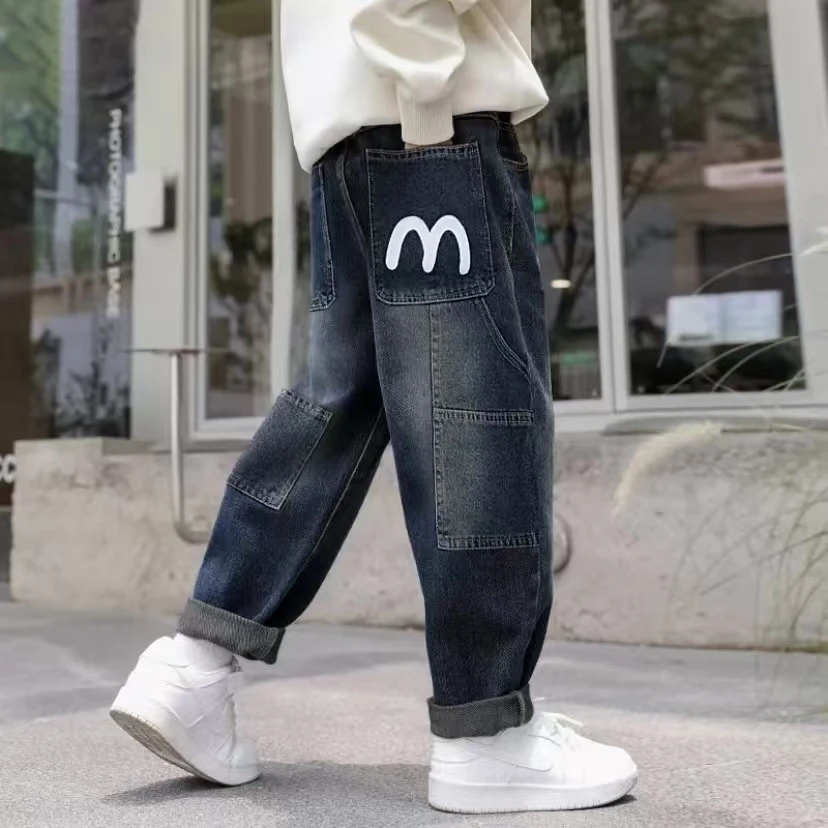 【潮童穿搭】中大童秋冬款男孩炸街洋气潮牌牛仔裤2025新款男童百搭