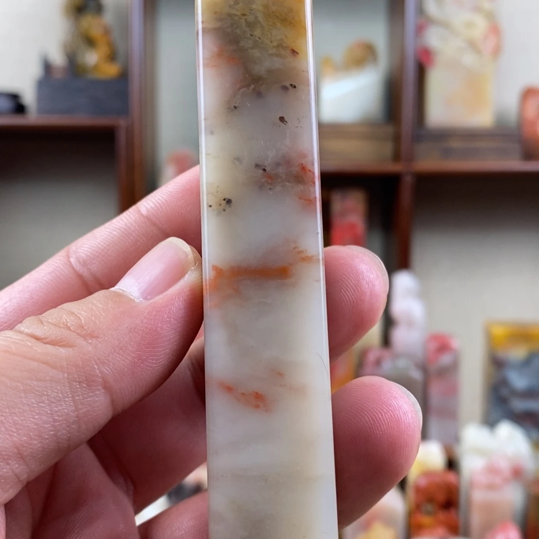 巴林石印石巴林鸡血石素章