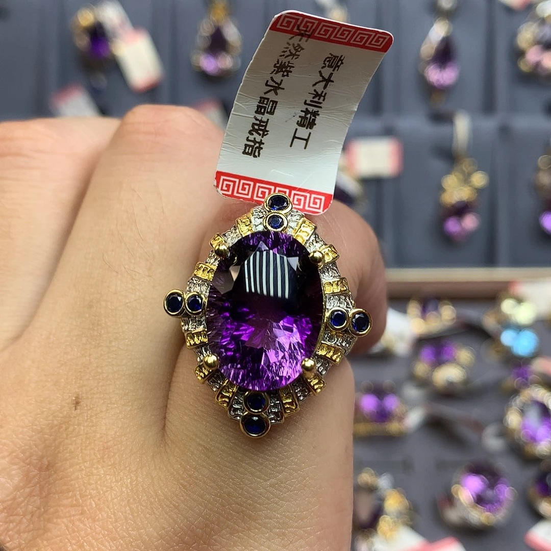 银S925镀金镶嵌戒指水晶锦鲤款