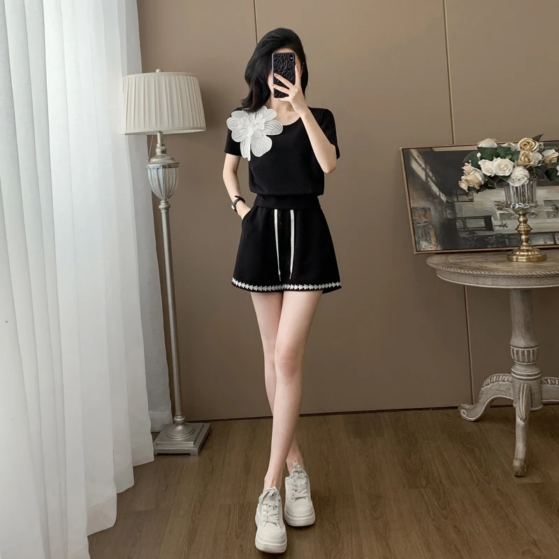 网红炸街休闲运动套装女夏季显瘦气质小个子短袖短裤两件套洋气