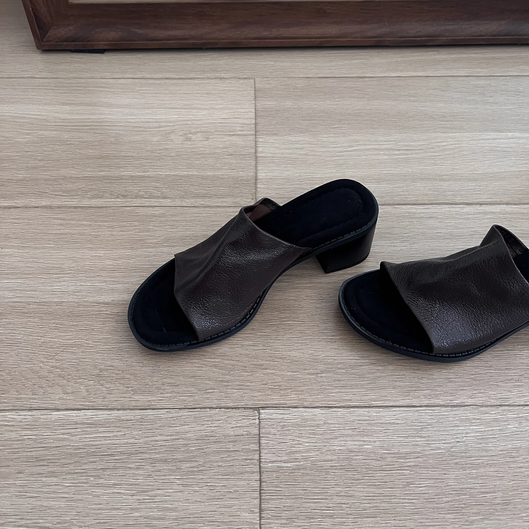 南十二巷·头层羊皮夏季粗跟女拖鞋凉鞋女款2025新款爆款法式简约