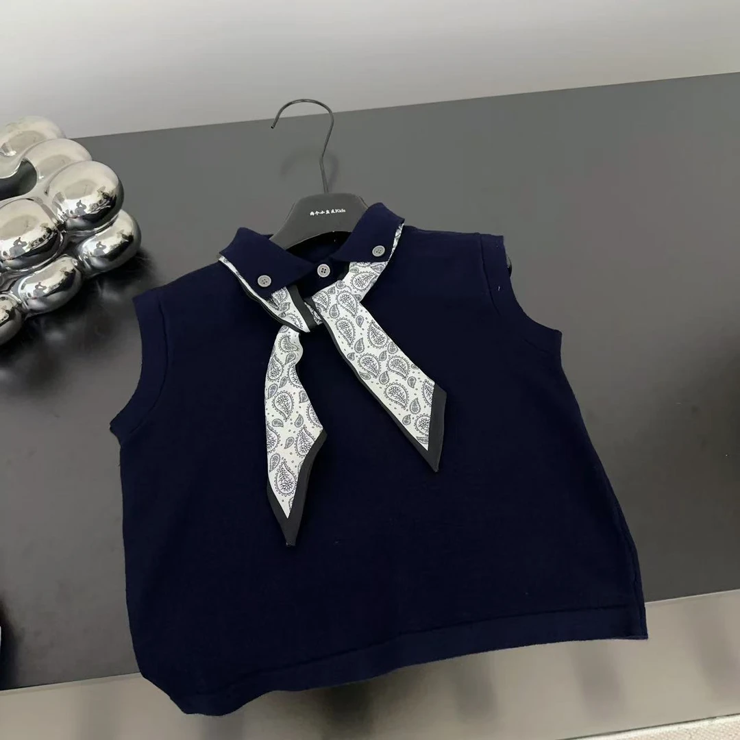 【两个小盆友】2025儿童夏季韩版无袖休闲POLO衫针织时尚T恤衫8281