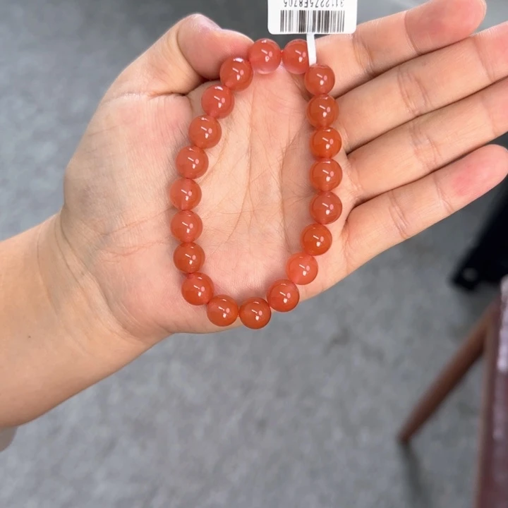 南红玛瑙手串未镶嵌原矿无优化大黑洞锦红9mm单圈