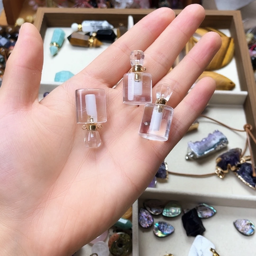 玛瑙/玉髓未镶嵌珠宝半成品18×35白水晶香水瓶一个