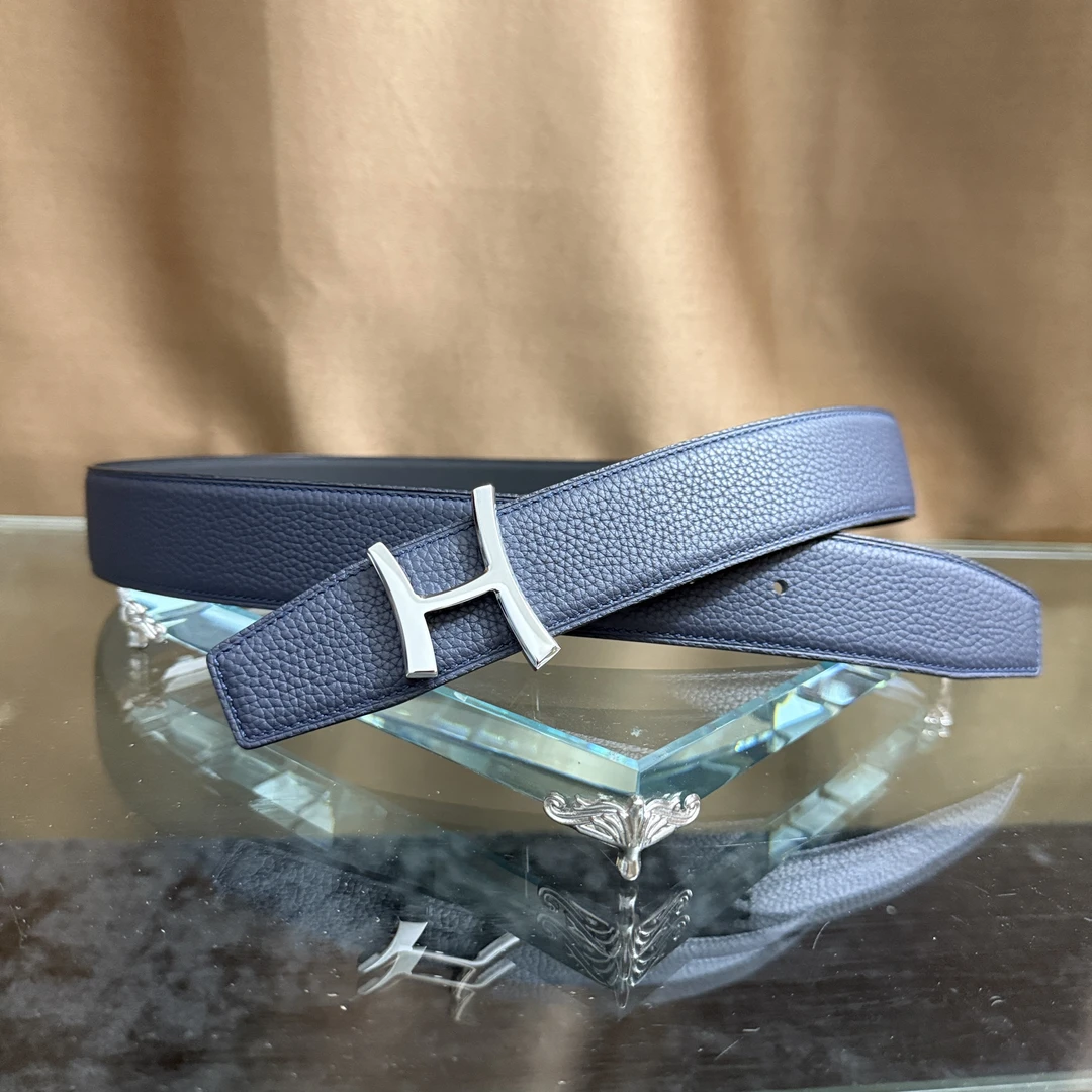 新款男女通用高档皮带休闲工字扣H扣牛皮腰带青中年商务情侣韩潮