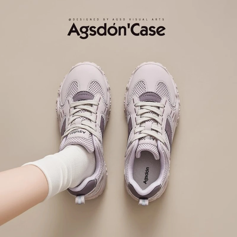 Y奥古狮登紫色阿甘德训鞋女2025新款夏厚底透气多巴胺芭蕾老爹鞋Y