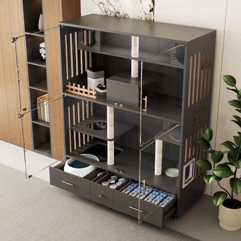 猫窝猫别墅实木家用室内带厕所一体超大猫柜豪华透气猫舍猫屋猫笼