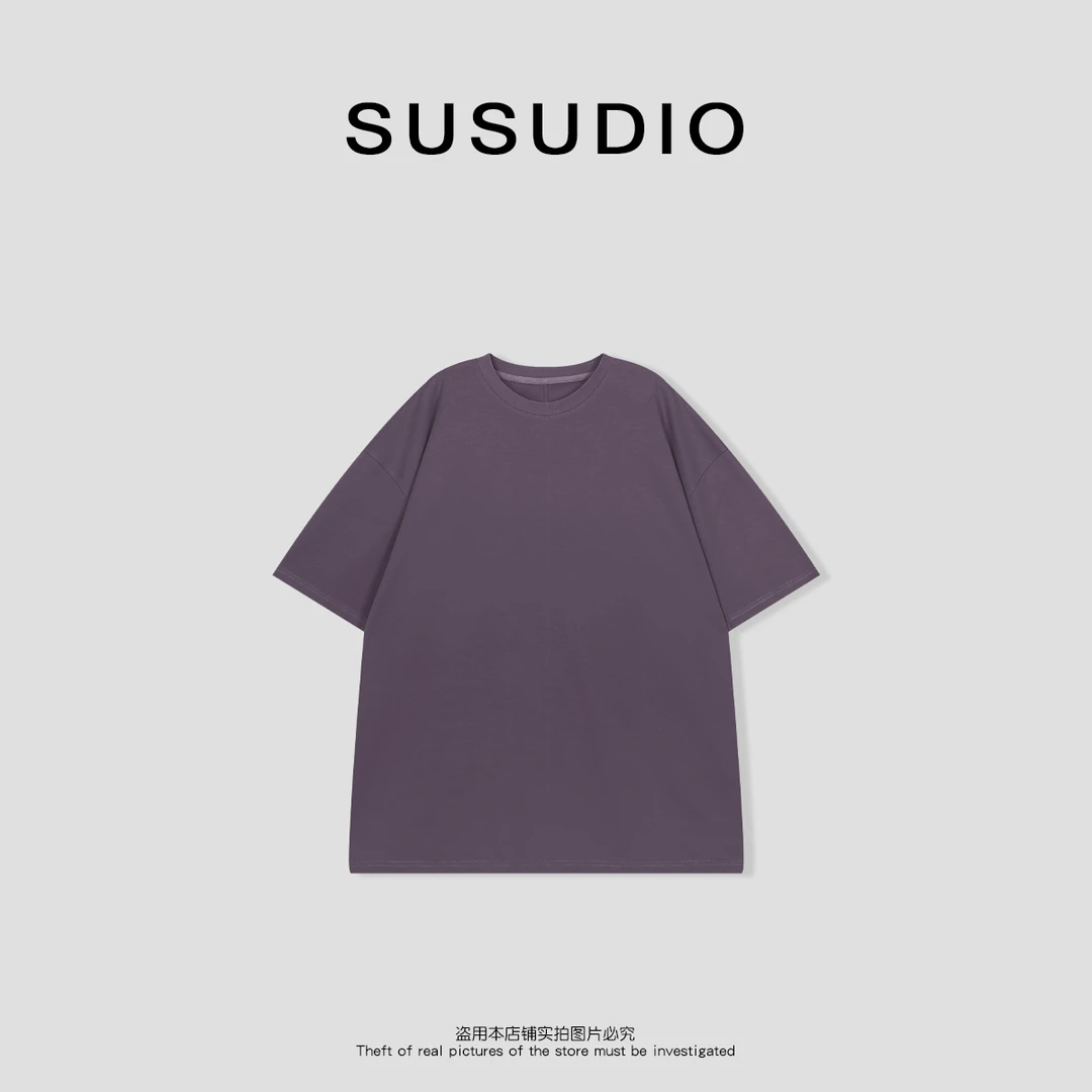 SUSUDIO 夏季时髦百搭圆领纯色短袖舒适透气短袖T恤10349