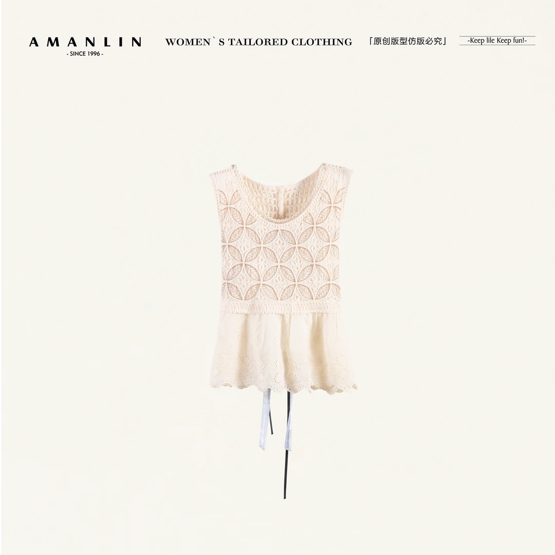 AMANLIN/阿谩琳欧若风春夏新款针织百搭时尚上衣两件套女F596819