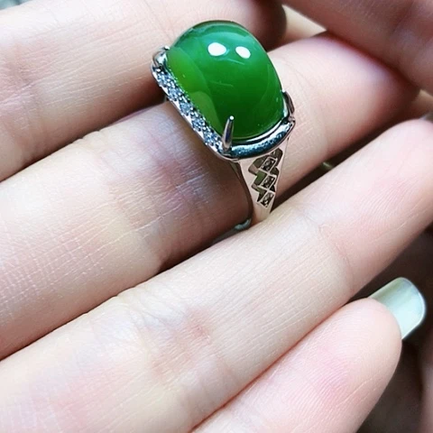 和田玉银S925镶嵌戒指