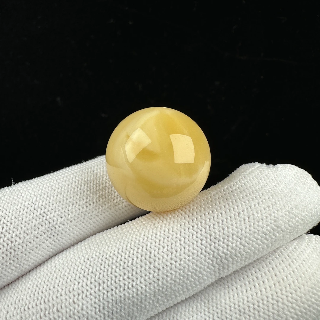 R4045天然原矿蜜蜡 鸡油黄 单珠 22mm抖音基地质检发货