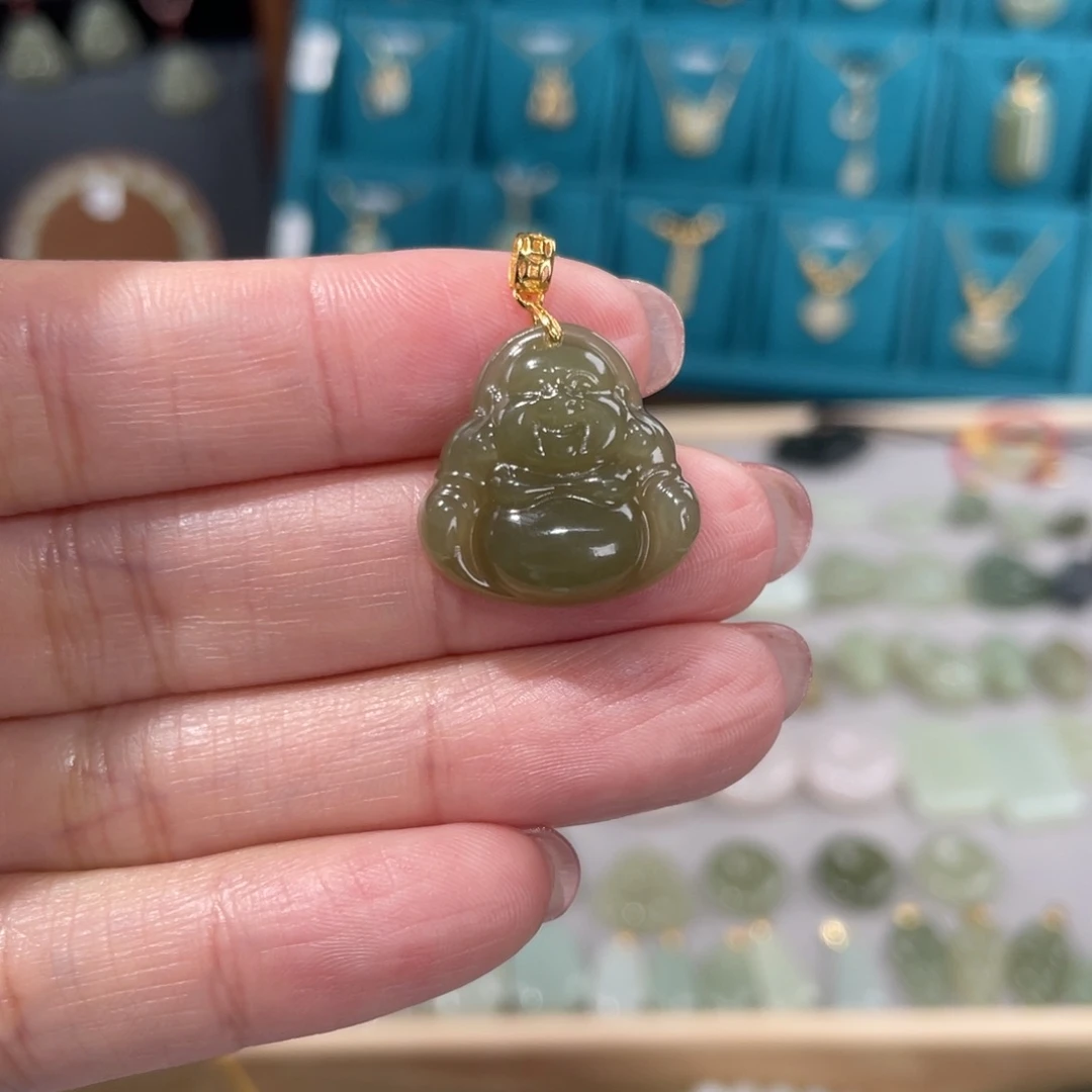 和田玉吊坠(赠链)银S925镶嵌