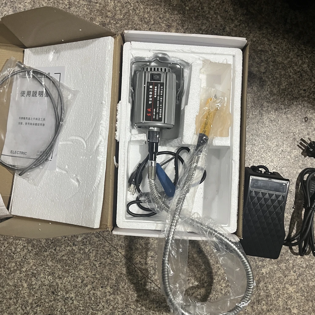 吊磨850Ｗ加粗软轴带手柄脚踏开关，一根备用轴心，适合做弓修型打磨