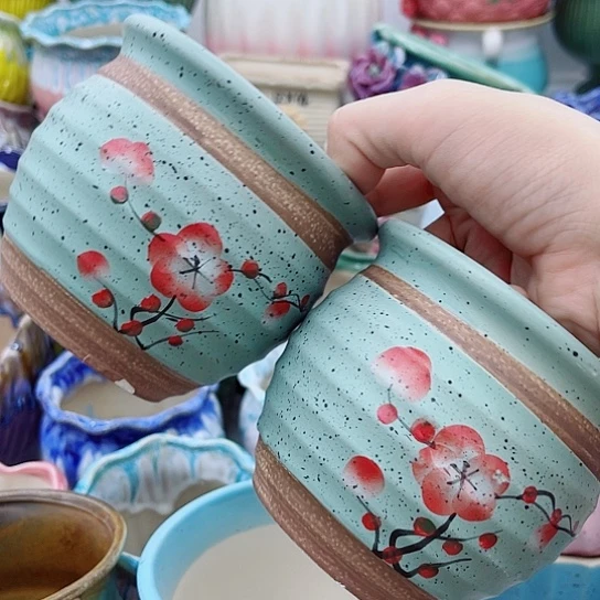 多肉绿植陶瓷花盆9.9包邮，有孔